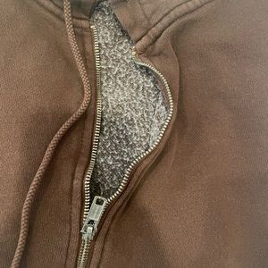 Brandy melville christy hoodie zip up color - brown